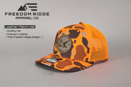 Richardson 112PFP "Camo" - Leather Patch "Freedom Ridge Apparel Duck"