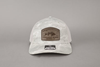 Richardson 112PFP "Camo" - Leather Patch "Freedom Ridge Apparel Fish Bones"