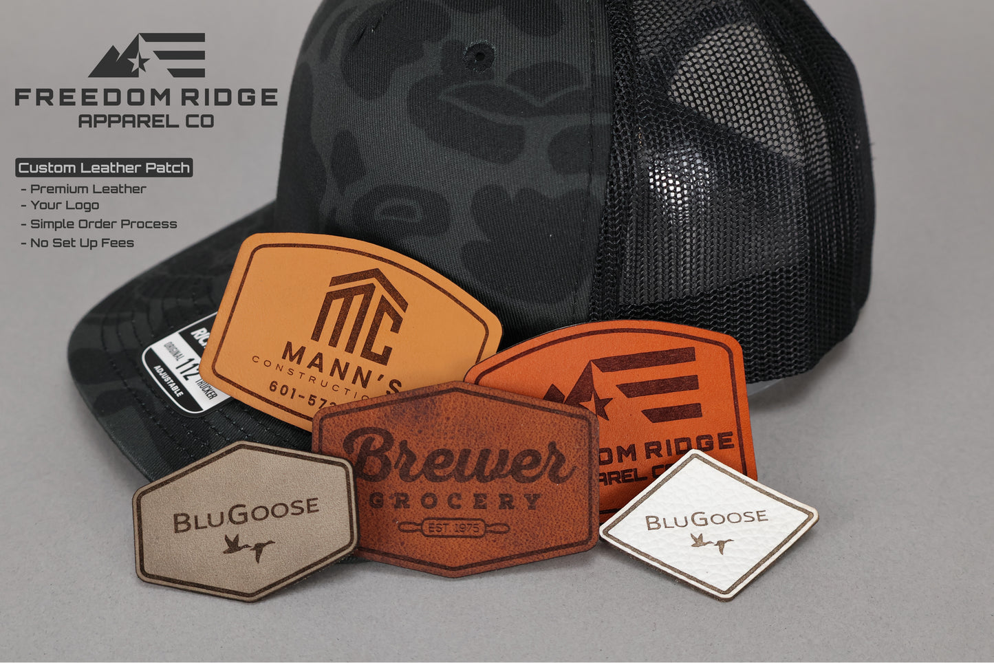 Leather Patch + Your Logo Engraved Into The Leather